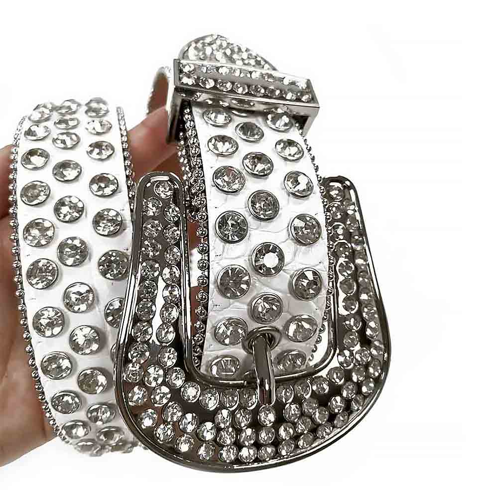 White Strap With Diamond White Studded Rhinestone Belt
