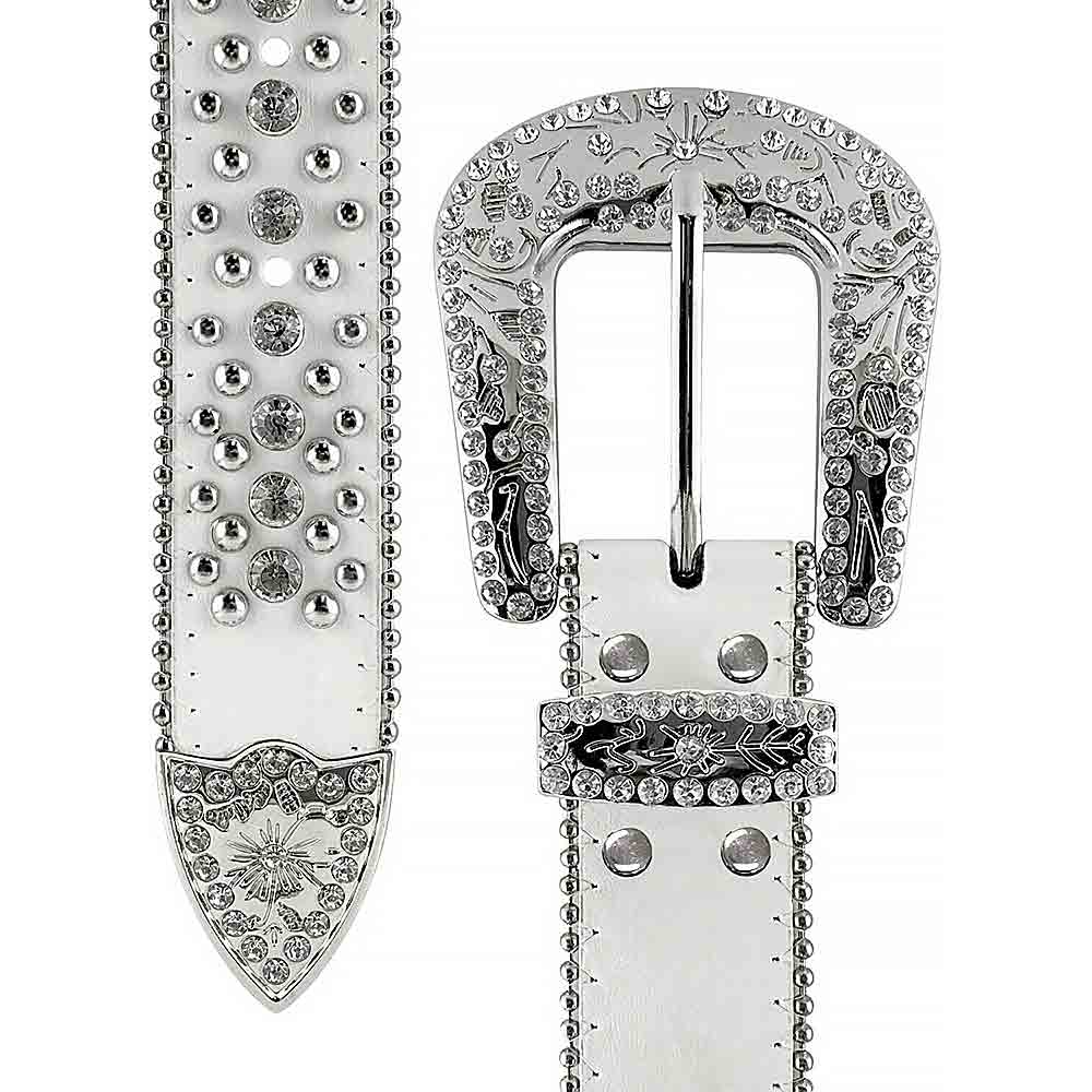 White With Studs And White Stones Studded Rhinestones Belts