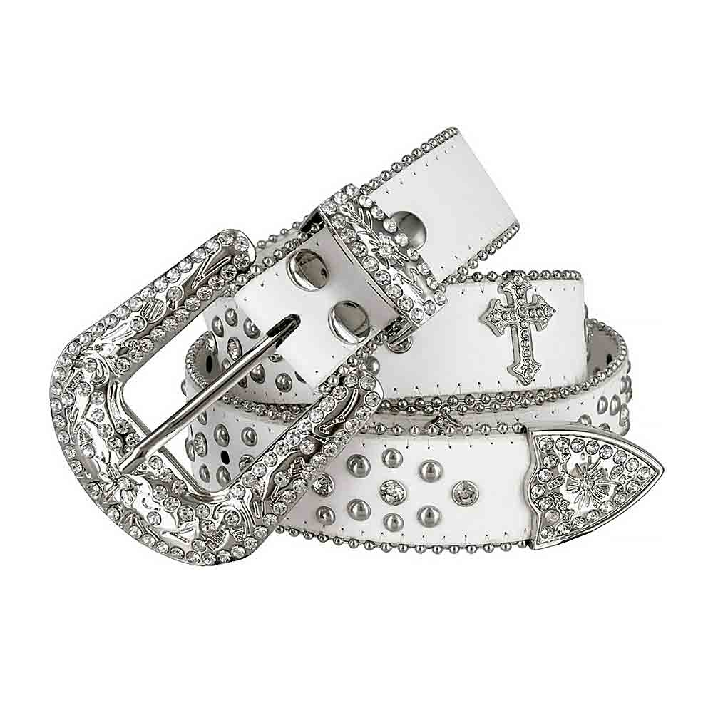White Cross Stones With Studs And White Stones Studded Rhinestones Bel ...