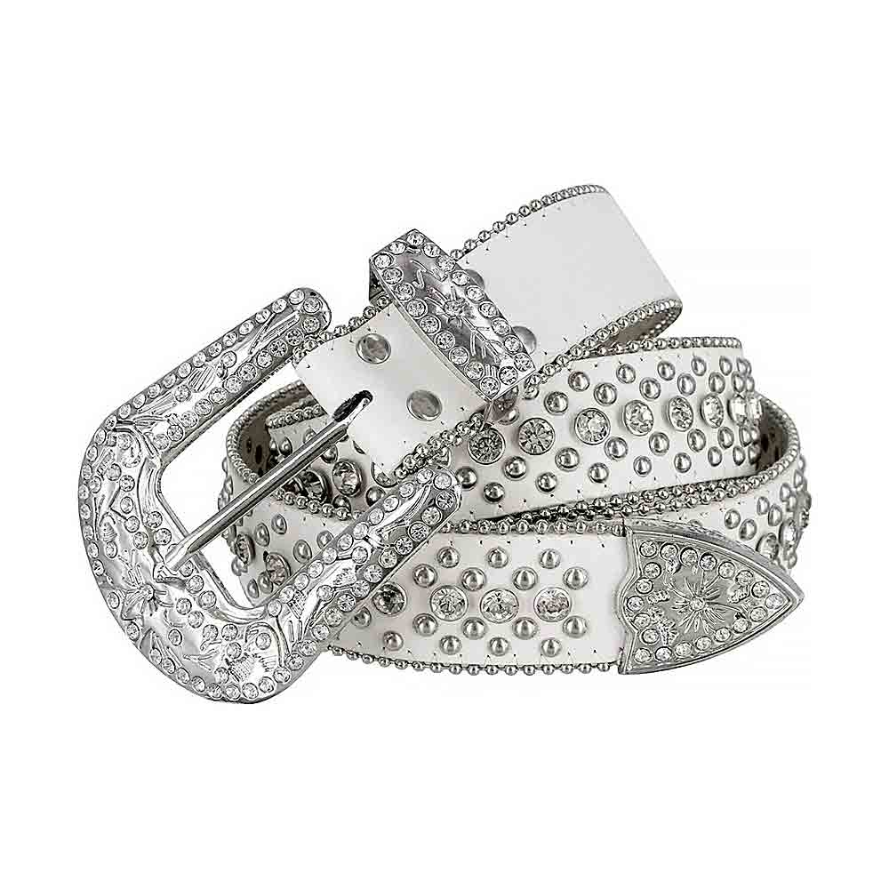 White With Studs And White Stones Studded Rhinestones Belts ...