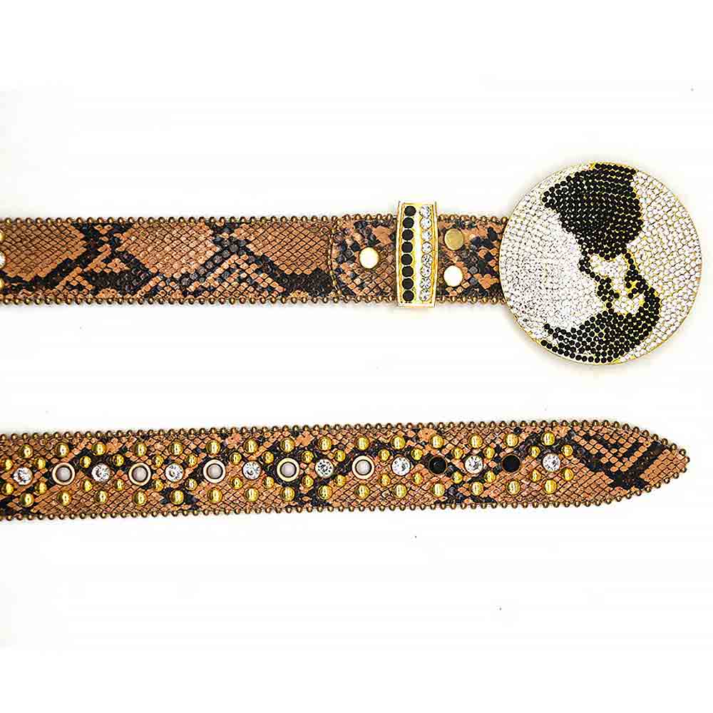 Globe Gold Matte Diamond Belt With Gold & Transparent Rhinestones