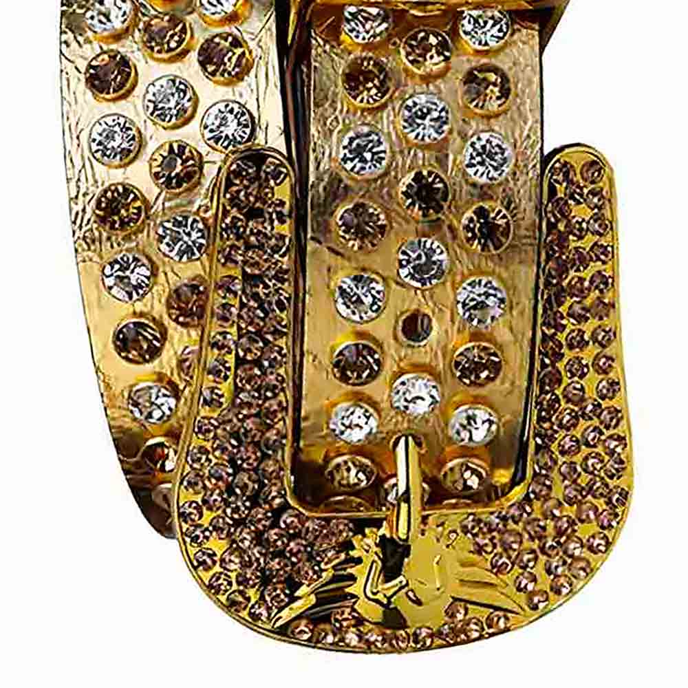 Antique Gold Strap With Red & Transparent Studded Rhinestone Belt