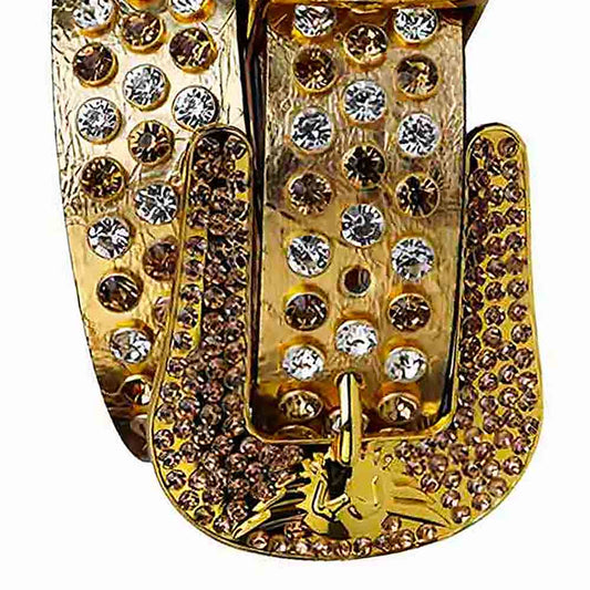 Antique Gold Strap With Red & Transparent Studded Rhinestone Belt