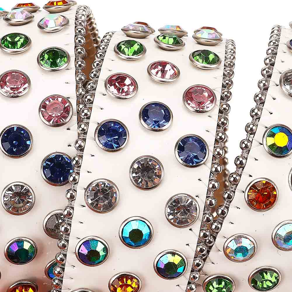 Globe Metal Buckle White Rhinestones Diamond Leather Belt Earth World